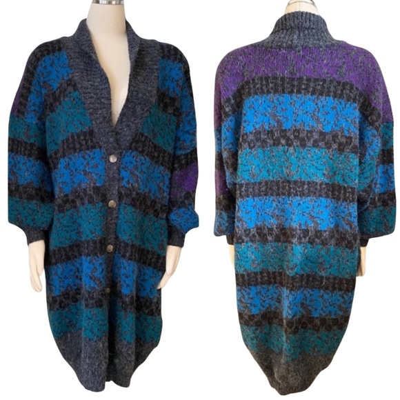 Vintage French Connection Long Cardigan Sweater Dress - 80s - Picture 1 of 8